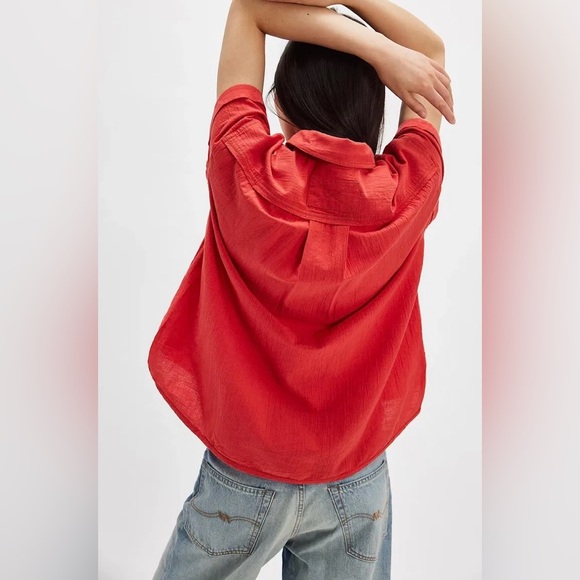 NWT FREE PEOPLE WE THE FREE FIREFLY LINEN TOP - Picture 3 of 3